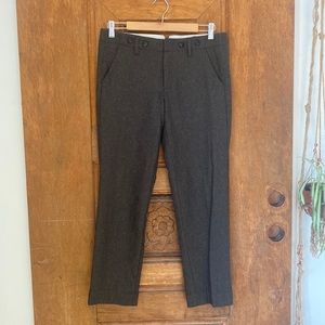 Anthropologie Paper Boy vintage style trouser pant ankle olive green wool blend